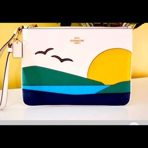 Coach Pouch with Sunset Motif & Wrist Strap